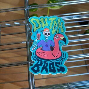 Dutch Bros Flamingo Skeleton Sticker